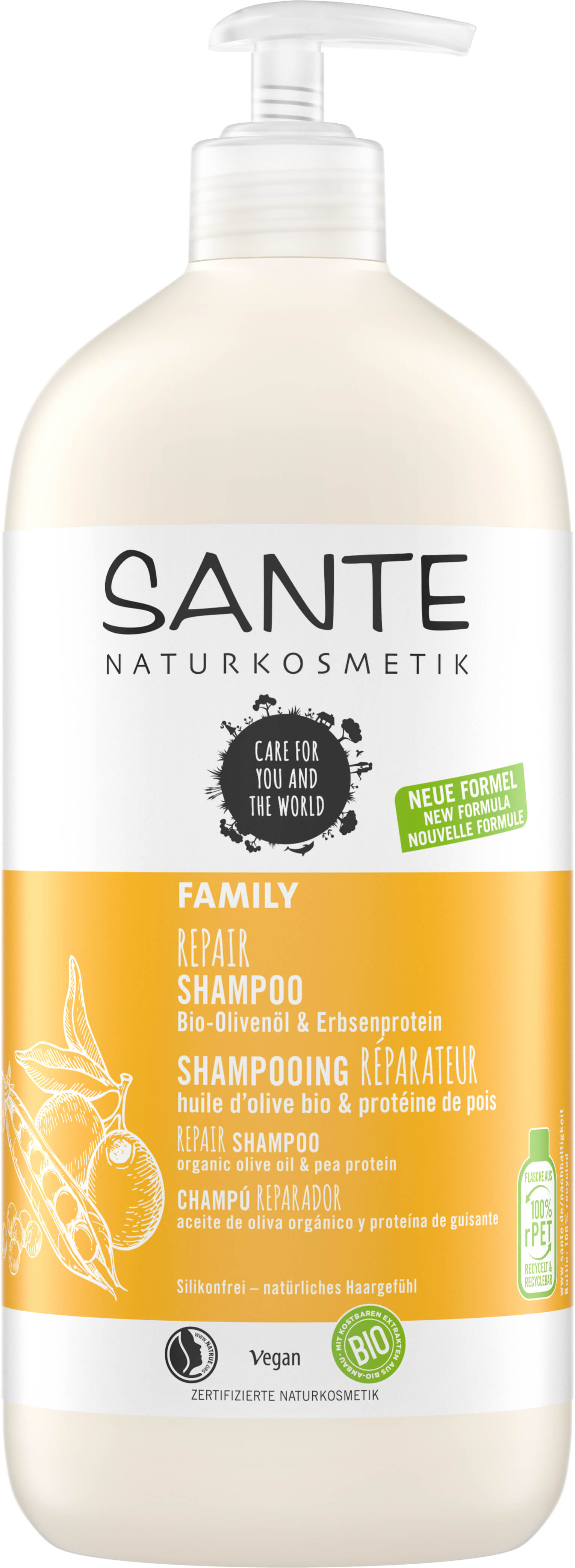 Repair Shampoo Bio-Olivenöl & | Naturkosmetik Erbsenprotein SANTE