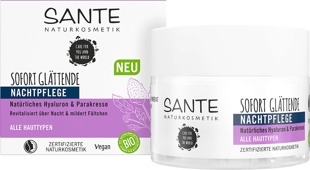 Sofort Glättende Nachtcreme Natürliches Hyaluron & Parakresse