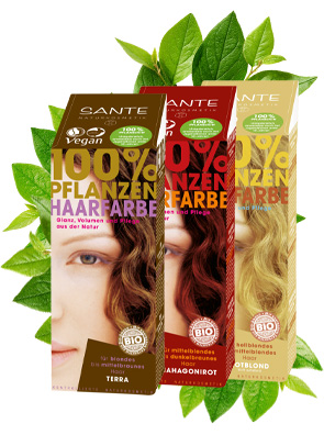 Vegan Naturkosmetik - | Pflanzlich, Pflanzen-Haarfarbe mit Henna Natürliche Bio SANTE &